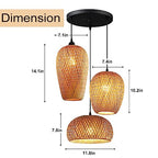 GCQ Bamboo Lantern Pendant Lamp, Retro Japanese Style E27 Chandelier Hanging Light Ceiling Lighting Fixture for Living Room Bedroom Restaurant Cafe Teahouse Bar Dining Room Club