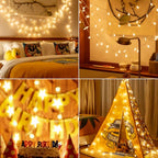 33Ft 80 LED Star String Lights,8 Modes Globe Fairy Lights Battery Operated with Remote&Timer,Waterproof Christmas Globe Lights for Indoor Outdoor Bedroom Garden Party Decor Warm White
