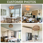 24” Boho Large Rattan Chandelier Light Fixture,6-Light Large Hand Woven Pendant Light Fixture Farmhouse Rustic Chandeliers for Kitchen Bedroom, Dining Room, Living Room, Hallway, Foyer - color: Brown, size: 24" 6-Light