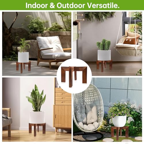 hismocal Wood Plant Stand Indoor/Outdoor for Plants, Large Size Planter Stand Holder,Sturdy and Stable Flower Pot Stand,Fits Most Size Flower Pots In Room(1 Pack)