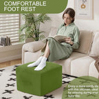 MeMoreCool Square Stuffed Pouf Ottoman Foot Rest, Floor Pouf Foot Stool with Foam Chunk Filling, Soft Stuffed Ottoman Footrest for Living Room, Green - color: Grid Green