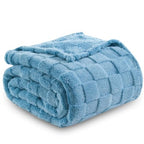 NEWCOSPLAY Super Soft Throw Blanket Blue Premium Silky Flannel Fleece 3D Checkered Lightweight Bed Blanket All Season Use (Blue Checkered, Throw(50"x70")) - color: Blue Checkered, size: Throw(50"x70")