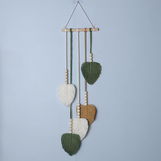 Shopdp handmade Woven Leaves Wall Hanging Decor, Macrame Hanging Tapestry for Apartment Bedroom Living Room Decoration