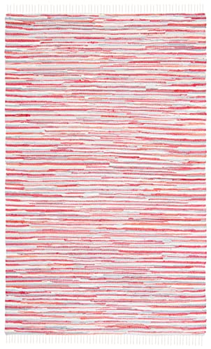 SAFAVIEH Rag Rug Collection Accent Rug - 4' x 6', Red & Multi, Handmade Boho Stripe Cotton, Ideal for High Traffic Areas in Entryway, Living Room, Bedroom (RAR129R) - color: Red/Multi, size: 4' x 6' (Rectangular)