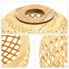 GANAZONO Woven Bamboo Lamp Shade 7.67X7.67X6.10In Rustic Pendant Light Cover Hanging Ceiling Light Lampshade for Home Decor Eye Protection Easy Installation