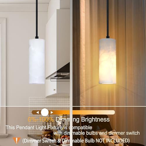 2 Pack 1 Light Hanging Natural Polyhedral Alabaster Marble Pendant Ceiling Light Fixture,Modern Industrial Farmhouse Kitchen Island Light Black Finish Over Sink Restaurant bar Corridor - color: Black 3.6" Polyhedral Marble, size: 2 Pack
