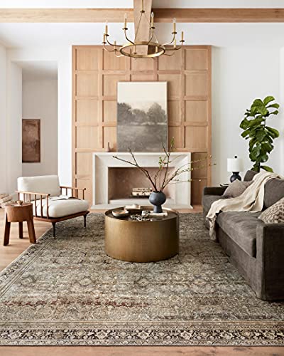 Loloi Layla Collection LAY-03 Olive/Charcoal 2'-3" x 3'-9" .13" Thick Accent Rug, Soft, Durable, Vintage Inspired, Distressed, Low Pile, Non-Shedding, Easy Clean, Printed, Living Room Rug - color: Olive / Charcoal, size: 2'3" x 3'9" (Rectangular)