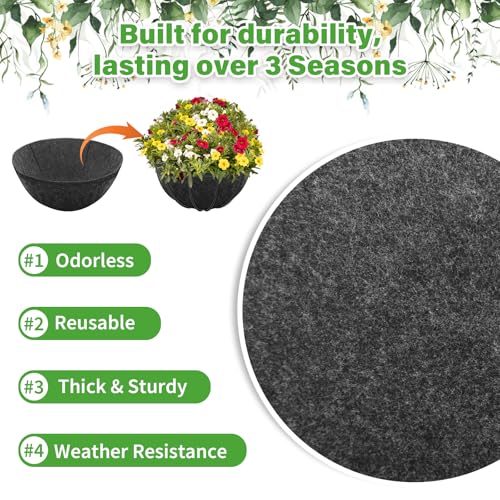 Riare 16x160 Inch Black Felt Planter Liner Roll- 2 Rolls Non-Woven Fabric Planter Liner for Outdoor Plants, Coco Liner Roll Alternative Basket Planter Liner for Planters Hanging Basket Window Box - size: 16 x 160 Inch