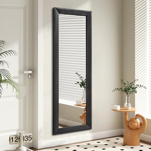 AAZZKANG Full Length Mirror with Wood Framed Modern Large Wall Mirrors 43"x14" Rectangle for Bedroom Living Room Bathroom Dressing Room Entryway Hanging Black - color: Black, size: 43"L x 14"W