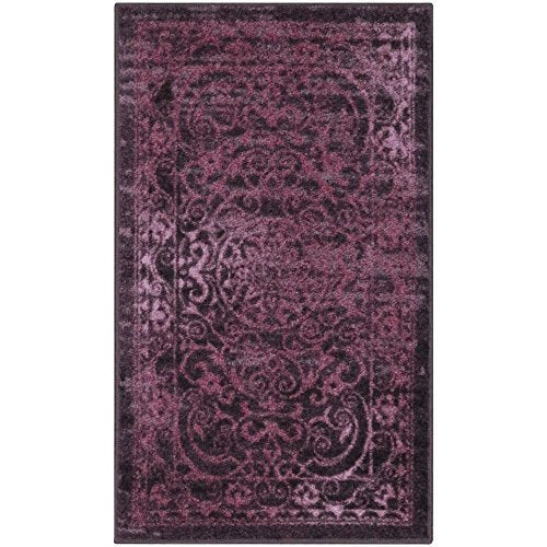 Maples Rugs Pelham Vintage Medallion Area Rugs - Made in USA - Washable, Non-Slip, Low Profile Indoor Rug for Entryway, Foyer, Kitchen, and Bathroom, 1'8 x 2'10, Wineberry - color: Wineberry, size: 1'8" x 2'10" (Rectangular)
