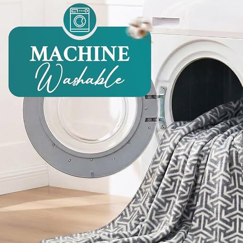Arconiz Scotch Throw Blanket 50''x60'', Gray Ivory Textured Woven Cotton Blend Throw for Couch Sofa Bed, Soft Lightweight All Season Decorative Blanket for Modern Home Decor - color: Gray Ivory Geometric