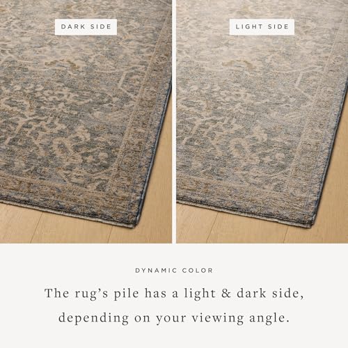 Loloi Magnolia Home by Joanna Gaines Junie Collection JUE-01 Blue/Natural 7'-10" x 7'-10", .38" Pile Height, Round Area Rug - color: Blue / Natural, size: 7'10" (Round)
