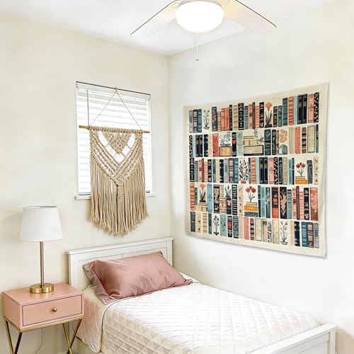 gsgfdshf Vintage Library Wall Tapestry, Reading Nook Corner Decor, Antique Retro Floral Book Aesthetic Tapestry Wall Hanging for Bedroom Home Reading Room Library Decor, 50x60 Inch - color: Landscape Text-Tapestry-H