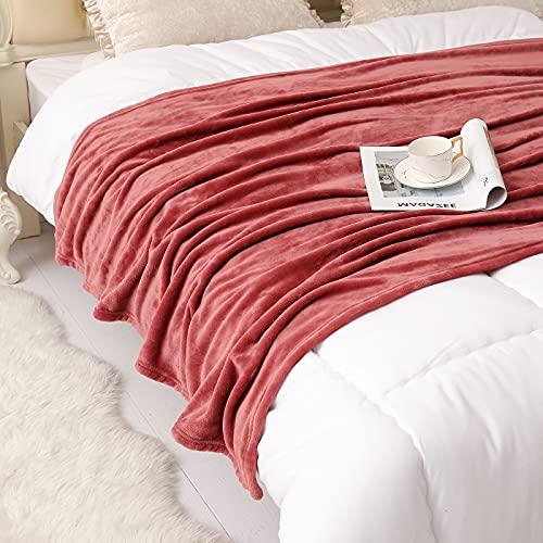 KMUSET Fleece Blanket Twin Size Coral Lightweight Super Soft Cozy Luxury Bed Blanket Microfiber - color: Coral, size: Twin(60"x80")