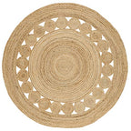 SAFAVIEH Area Rug 5' Round - Natural Fiber Collection - Natural Brown, Handmade Jute, Boho Farmhouse Braided Design (NF364A) - color: Natural, size: 5' (Round)