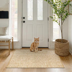 LEEVAN Washable Kitchen Runner Rug, 2' x 4.3' Boho Bathroom Rugs Cotton Tan Reversible Entryway Rug, Farmhouse Hallway Rug Modern Bedroom Carpet for Foyer Front Proch Deco - color: Tan/Cream, size: 2' x 4'3" (Rectangular)
