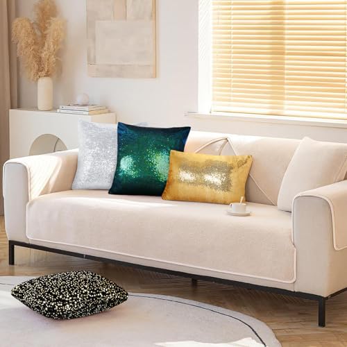 ShinyBeauty Gold Throw Pillow Covers 12X20 Inches Set of 2, Rectangle Pillow Cover, Glitter Fabric Sequin Pillow Case for Couch,Sofa,Bed Room,Living Room Pillows Home Decorations - color: Gold, size: 20" x 12" (Pack of 2)