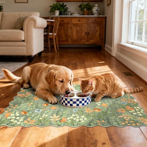Floral Outdoor Rug - 28" x 43" Front Door Mat Indoor Outside Entrance Non-Slip Washable Outdoor Mat Sage Green Boho Flower Rug for Entryway Kitchen Bedroom Layered Doormat for Front Porch - color: Floral - Green, size: 2'4" x 3'7" (Rectangular)