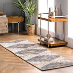 nuLOOM Hand Braided Marla Denim And Jute Diamonds Runner Rug, 2' 6" x 6', Off-white - color: Marla Off-white, size: 2'6" x 6' (Rectangular)