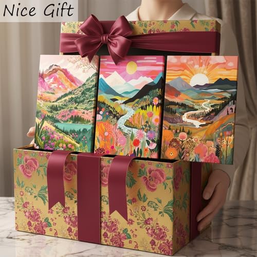 3Pcs Colorful Watercolor Mountain Canvas Wall Art Boho Floral Painting Picture Wall Decor Abstract Nature Landscape Poster Print Artwork for Living Room Bedroom Bathroom Office Home Decoration 16x24in - color: Colorful Mountain Canvas, size: 16x24 in