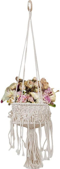 Macrame Plant Hangers with Tassels Indoor Hanging Planters Basket Handmade Cotton Rope Flower Pots Holder Stand Boho Home Decor Outdoor Decorations Round White
