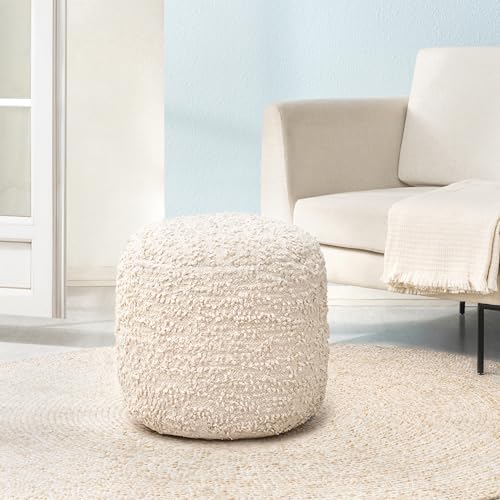 Anji Mountain Pouf Ottoman Foot Rest, Handmade Ottoman Pouf, Comfortable Foot Stool, Decorative Floor Seating for Living Room Decor, Bedroom & Home Décor Accent - Ivory - color: Ivory
