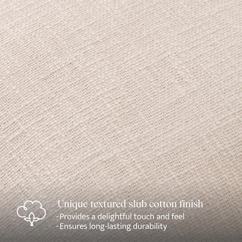 Double Stitch Scalloped Throw Pillow Covers - 100% Cotton Decorative Boho Pillow Covers 18 x 18, Made in India, Square Cushion Case, Modern Home Decor for Couch Sofa Living Room, Oat Milk - color: Oat Milk, size: 18" x 18" (Pack of 1)