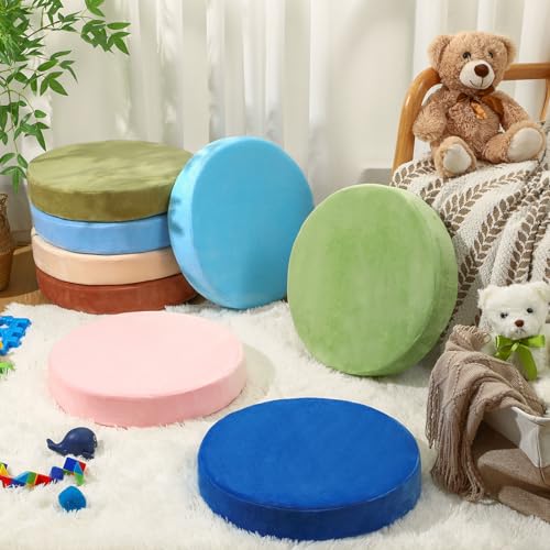 GlikCeil 8 Pcs Round Floor Pillow Cushions for Kids Classroom 15'' Soft Flexible Seating Chair Floor Seats for Reading Corner Playroom - Winter & Spring School Supplies (Creamy Pastels Collection) - color: Creamy Pastels Collection
