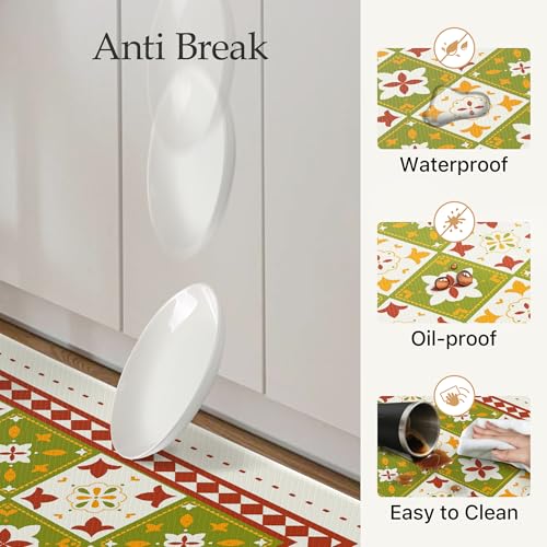 GENIMO Anti Fatigue Kitchen Mats for Floor, Cushioned Non Slip Kitchen Rug, Waterproof Kitchen Floor Mat Runner, Kitchen Mat for Laundry, Sink, Office, Entryway, 17.3"x47"+17.3"x30", Green - color: Mix Green, size: 17.3"x47"+17.3"x30"