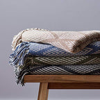 DII Diamond Throw Collection Fringed Woven Cotton Blanket, 50x60, Olive Green - color: Olive Green