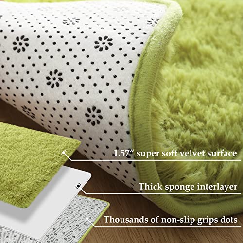 Merelax Modern Soft Fluffy Shaggy Rug for Bedroom Livingroom Small Chair Decor Rugs Feet Floor mats , Non-Slip Plush Furry Fur Area Rugs Comfy Nursery Accent Floor Carpet 2 X 3 Feet, Green - color: Green, size: 2' x 3' (Rectangular)