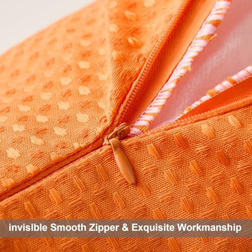DFXSZ Outdoor Pillow Covers 18X18 Inch Set of 2 Orange Waffle Textured Polyester Pillow Covers Spring Summer Outdoor Waterproof Decor for Patio Furniture Garden 025E18 - color: Orange, size: 18" x 18" (Pack of 2)