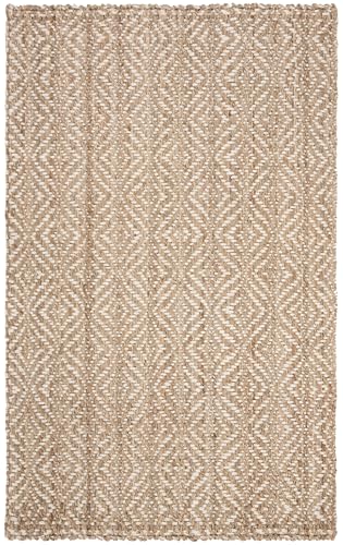 SAFAVIEH Natural Fiber Collection Area Rug - 5' x 8', Natural & Ivory, Handmade Boho Farmhouse Woven Jute, Ideal for High Traffic Areas in Living Room, Bedroom (NF185A) - size: 5' x 8' (Rectangular)