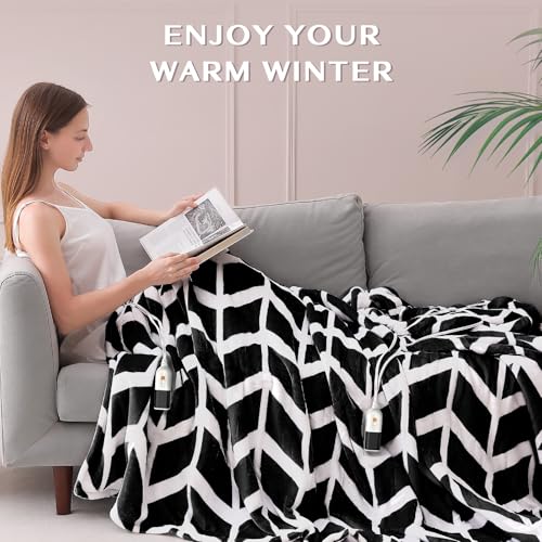 VENTIMI Electric Blanket Queen, 84" x 90" Heated Blanket with 9 Heat Levels & 2-4-8-10 Hours Auto Off, Fast Heating Blanket with ETL & FCC Certification, Black - color: Black, size: Queen