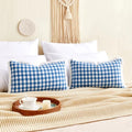 CARRIE HOME Modern Farmhouse Light Blue Gingham Lumbar Pillow Covers 12x20 Set of 2, 12 x 20 Blue Buffalo Plaid Throw Pillows with Ruffle Fringe, Summer Outdoor Checkered Plaid Lumbar Pillows - color: Lumbar Blue & White (With Tassels), size: 20" x 12" (P