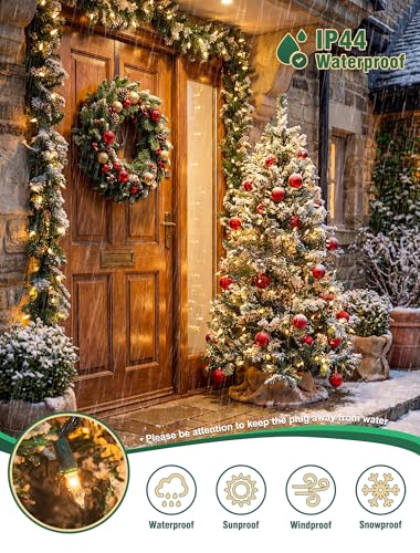 Hopolon 50 Count Clear Christmas Lights 13 Feet Incandescent String Lights Green Wire Mini Christmas Tree Light for Indoor Outdoor Garland Birthday Wedding Festival Decoration, Warm White - color: Clear,Green Wire, size: 1PACK, 50 count
