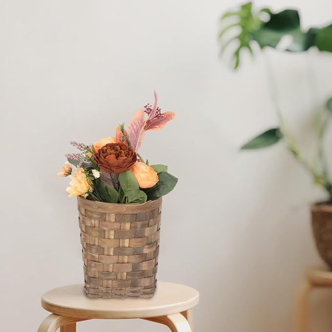Cabilock Wall Hanging Woven Basket 7.48X6.69X5.31In Multi-Functional Storage Organizer for Kitchen Sundries Flower Holder and Fruit Vegetable Basket Space-Saving Wall Mounted