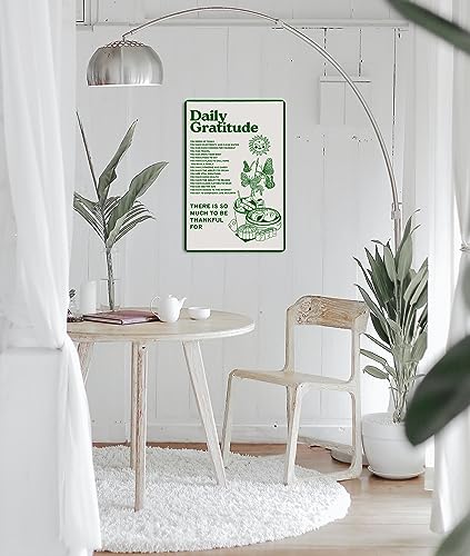 Fmcmly Daily Gratitude Inspirational Metal Tin Sign Green Boho Room Aesthetic Decoration Home Kitchen Office Bedroom Cafes Wall Decor 8x12 Inch - color: Tin Sign05