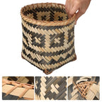 MAGICLULU Bamboo Weaving Basket 8.26X7.87X7.87In Woven Trash can Sundries Organizer Decorative Storage for Home Kitchen Office
