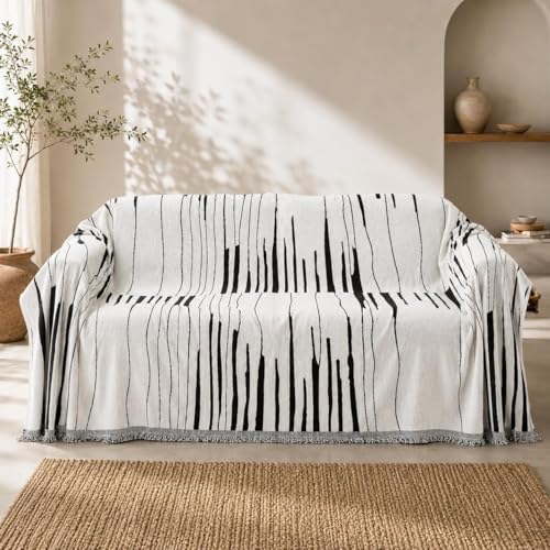 amorus Bohemian Throw Blanket Chenille Jacquard Tassels Cover, 71"*90",NO.3 | Boho Style blankets, modern Geometric, warm & cozy. For couch, bed, outdoor, car - color: Pattern 3, size: 71x91 in