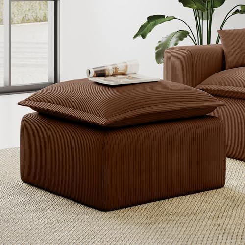 Brown Corduroy Pouf for Modular Sectional Sofa, Matching Accessory for Living Room, Bedroom and Apartment - color: Brown, size: Pouf (Ships in One Box)