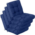 QILLOWAY Outdoor Seat/Back Chair Cushion Tufted Pillow, Spring/Summer Seasonal Replacement Cushions - Pack of 4 (Navy