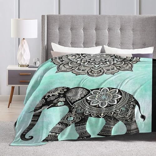 Elephant Throw Blanket Bohemia Mandala Warm Decor Soft Flannel Elephants Blanket Boho Elephant Gifts for Kids Boys Girls Men Women 40" X 50" - color: Boho Elephant, size: 40"X50"