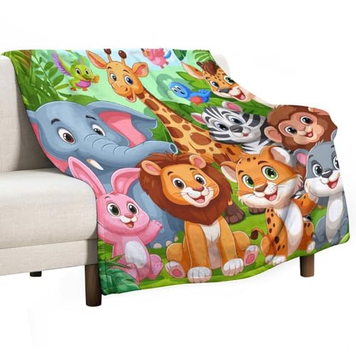 Kids Animal Blanket,Cartoon Colorful Forest Lion Tiger Giraffe Elephant Animal Print Blanket for Couch Sofa Bed Decorative Gifts 30x40 - color: Blanket-10, size: 30"x40"