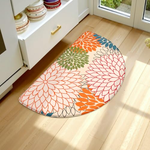 KIMODE Half Circle Kitchen Mats for Floor Cushioned Anti Fatigue,Semi Round Boho Kitchen Rug Non Slip,Waterproof Padded Kitchen Floor Mat Carpet Decor for Sink Laundry Bathroom,Colorful - color: Colorful, size: 28" x 18" (1 PC)--0.47 inches