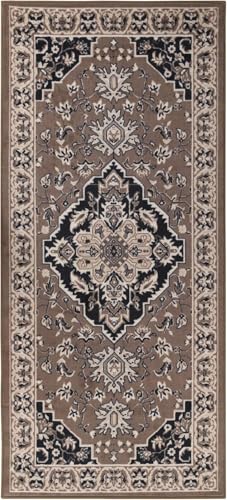 Superior Indoor Runner Rug, Plush Carpet Cover, Traditional Oriental Medallion, Perfect for Hallway, Entryway, Living Room, Dining, Bedroom, Office, Kitchen, Glendale Collection, 2' 7" x 6', Brown - color: Brown, size: 2'7" x 6' (Runner)
