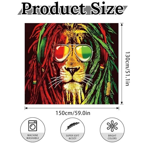 Colorful Lion Head Tapestry Wall Hanging for Bedroom Living Room Bohemian Decor - color: Fierce Beasts, size: 59.1"L x 51.2"W