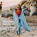 Open Road Goods Solid Color Mexican Yoga Blanket – Large Handwoven Throw for Yoga, Beach, Camping or Home – Soft and Durable Cotton Blend - color: Aqua Blanket
