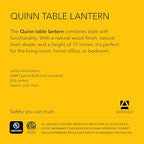 Adesso Quinn Table Lantern - Walnut Birch Wood & Natural Linen Shade – Perfect Nightstand, End Table, and Desk Lamp