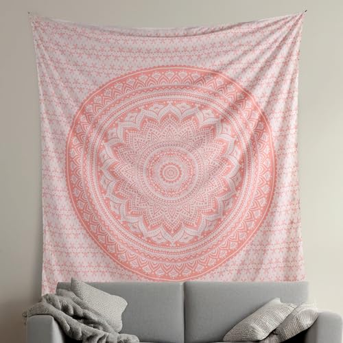 THE ART BOX Rose Gold Ombre Tapestry Wall Hanging Mandala – Bohemian Room Decor – Cotton Throw Tapestry – Boho Bedding Twin Bedspread 55x82 Inches - color: Rose Gold, size: 55"L x 82"W